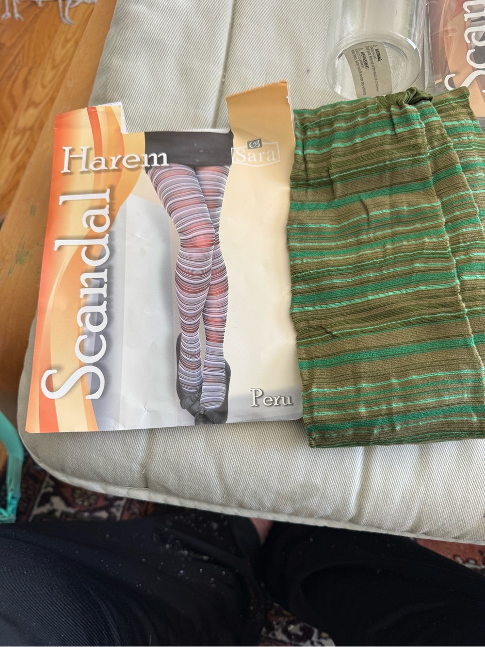 Harem Scandal Green Striped Vintage Tights by Sara